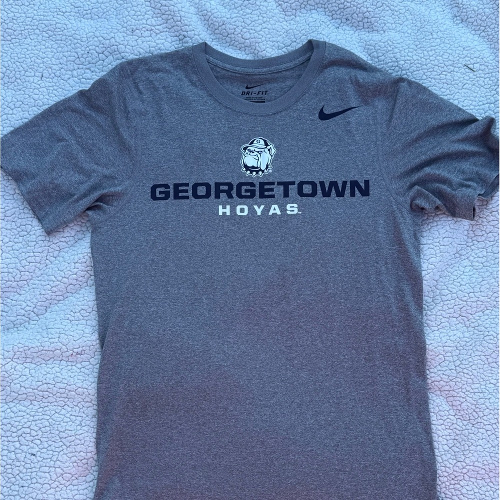Nike Georgetown Hoyas Dri-FIT T-Shirt Gray Heather Bulldog Mascot Womens Small